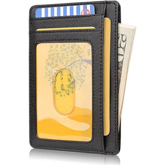 Buffway Slim Minimalist Front Pocket RFID Blocking Leather Wallets for Men Women - Picture 1 of 7